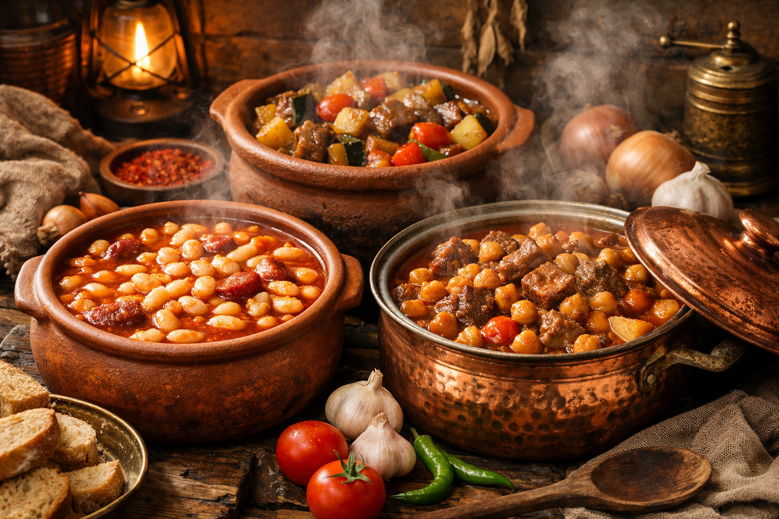 Kısık ateşte pişen geleneksel tencere yemekleri